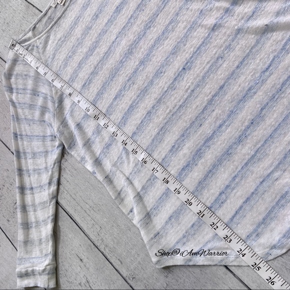 Soft Joie striped linen slub 3/4 sleeve t-shirt shop@iamwarrior - Picture 11 of 13